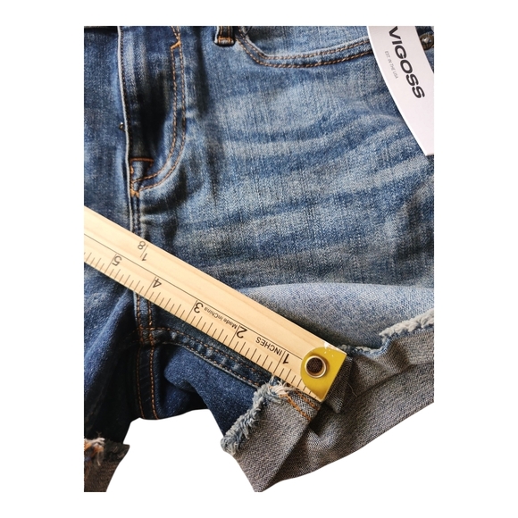 Vigoss Classic Blue Denim Shorts Women's 27 Mid-Rise, Distressed, Summer Casual - Picture 5 of 11